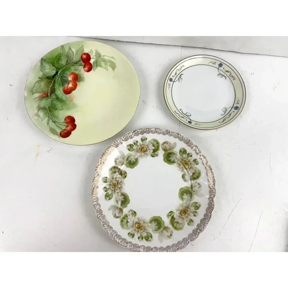 VTG Lot of 3 Mismatched Dinner‎ Appetizer Plates Porcelain Floral Bavaria